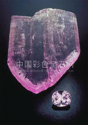 锂辉石,Kunzite,天然,中国彩色宝石网